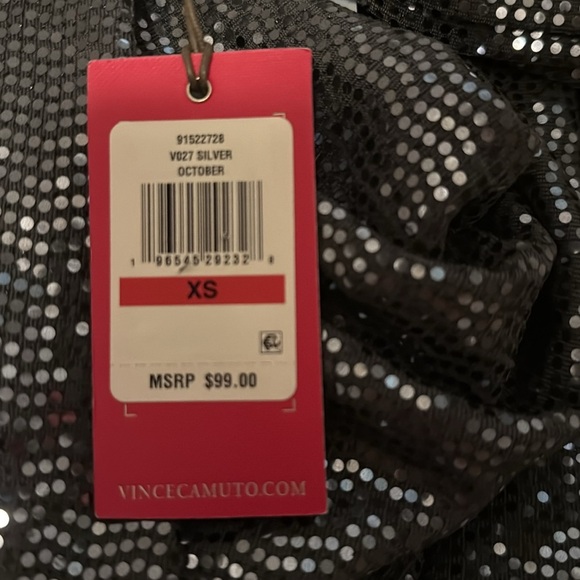 NWT Vince Camuto Women's Flounce Sleeve Shift Dress in Silver Metallic - Picture 6 of 6